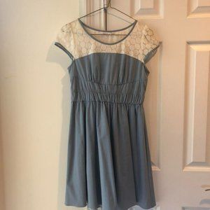 Light blue lace insert prairie dress